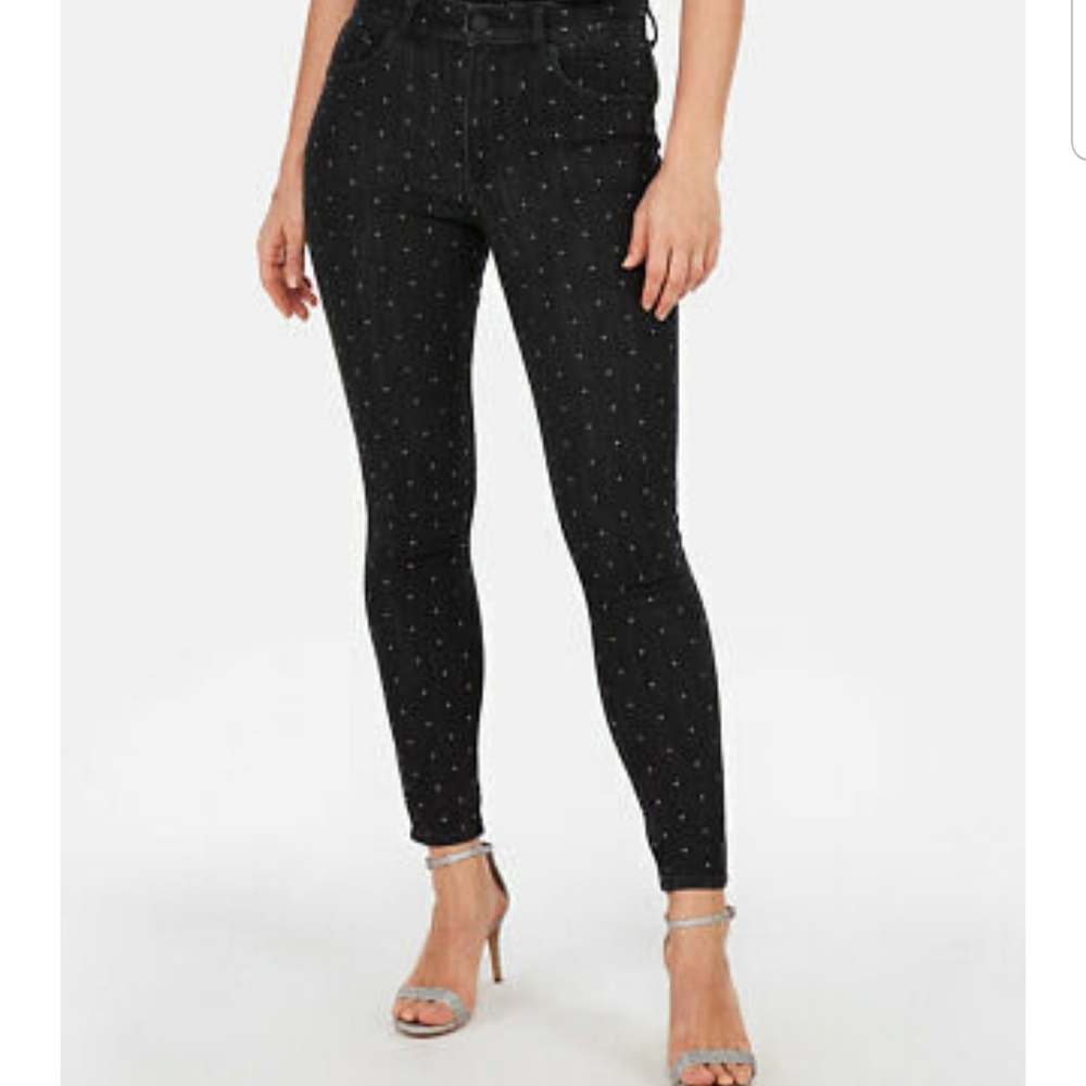 EXP Rhinestone Studded Ankle Leggings - Picture 2 of 4